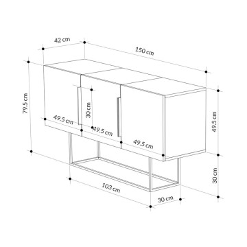 Tontini kredenca 3 vrata oreh hrast in temna kava 150 cm