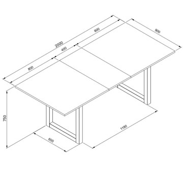 Raztegljiva miza Denver 50 160x90x75H cm