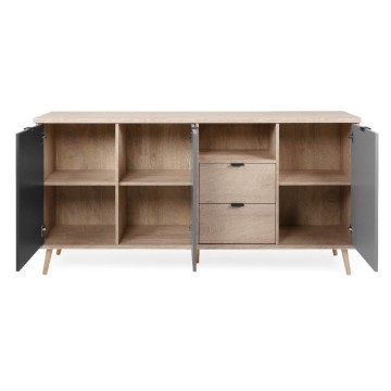 Epik 52 antracitno siva hrastova kredenca 3 vrata 2 predala 180x40x88,3