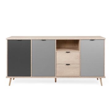 Epik 52 antracitno siva hrastova kredenca 3 vrata 2 predala 180x40x88,3