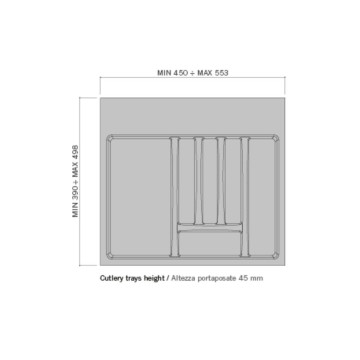Pladenj za jedilni pribor 8104N 6 predalčkov na 60 cm predal