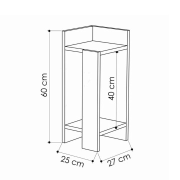 Elos design kava miza hrast antracit panel 25x25x60h levo