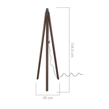 Lampada da terra Deco MDL3008 treppiede legno noce scuro